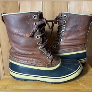 Sorel 1964 Womens Duck Brown Leather Waterproof Winter Snow Boots Sz 8
